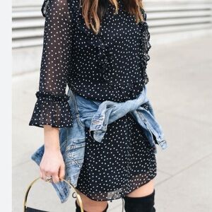Topshop Dress Black with White dots size 2
